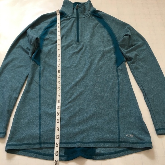 Champion Duo Dry  1/4 Zip Long Sleeve Grayish Green Blue  Activewear Top Size XS - Picture 8 of 16